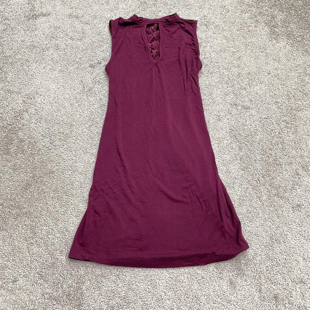 Forever 21 Lace Up Keyhole Tank Dress Womens Small Red Sleeveless Casual Stretch